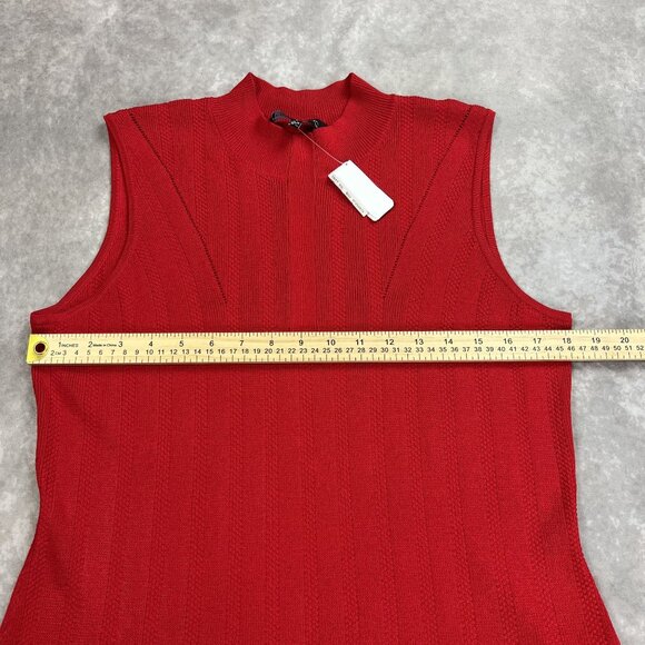 Ming Wang Sleeveless Red Knit Top Size L Rayon/Polyester Blend - Picture 3 of 9